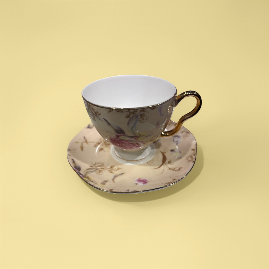 精致花卉图案+茶杯和茶托产品图