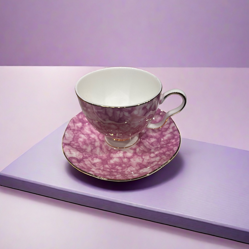紫色花纹+茶杯和茶托产品图