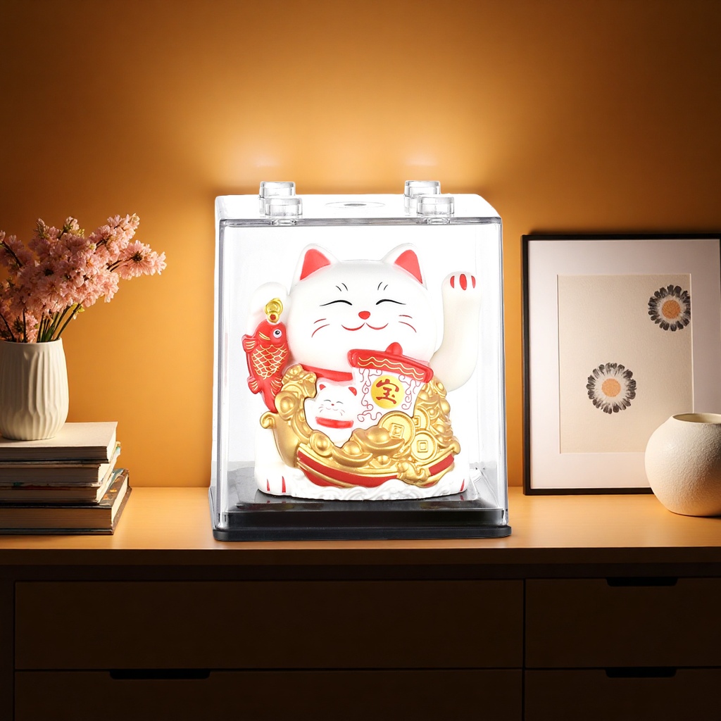 The ceramic Maneki Neko decorative item for the living room entrance hall is a lucky decoration for attracting wealth and good fortune details Picture