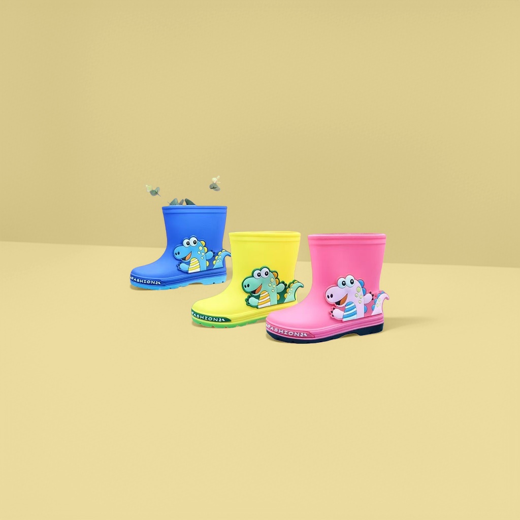 Cartoon dinosaur pattern children's rain boots are waterproof, anti-slip, comfortable and breathable for spring and autumn details Picture