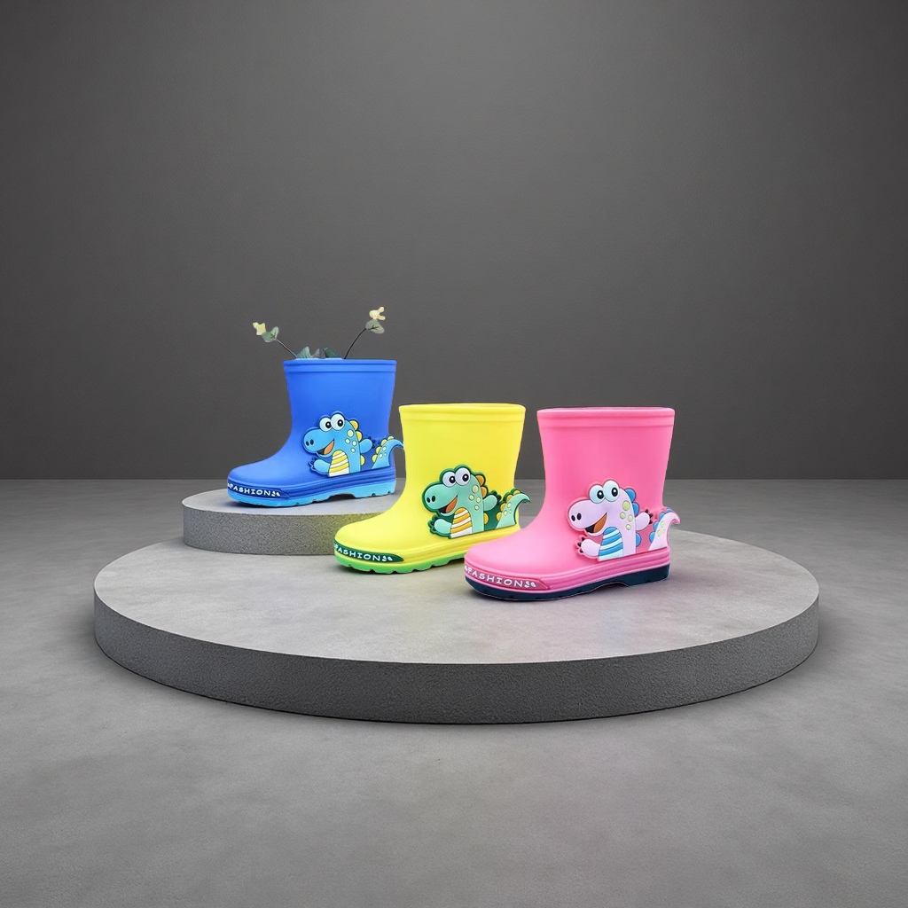 Cartoon dinosaur pattern children's rain boots are waterproof, anti-slip, comfortable and breathable for spring and autumn Specification image