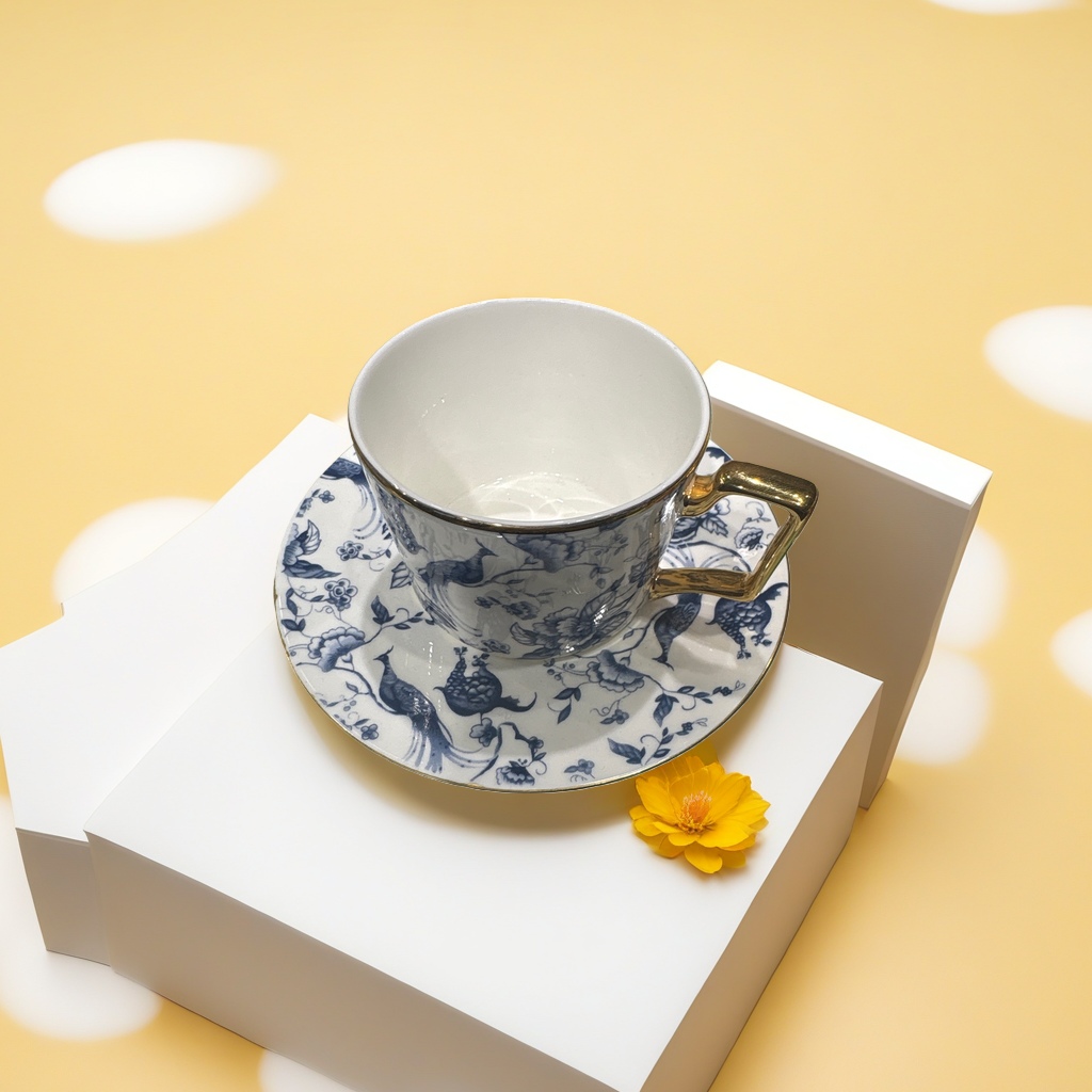 青花瓷陶瓷茶杯家用复古中式功夫茶具单只