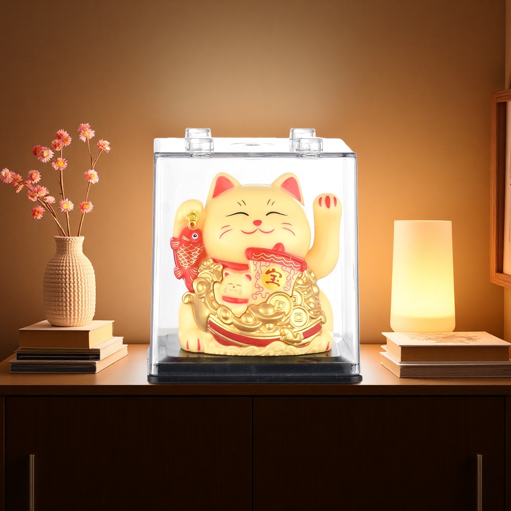 A copper maneki Neko figurine for office desks, a feng shui mascot for attracting wealth and good fortune Specification image