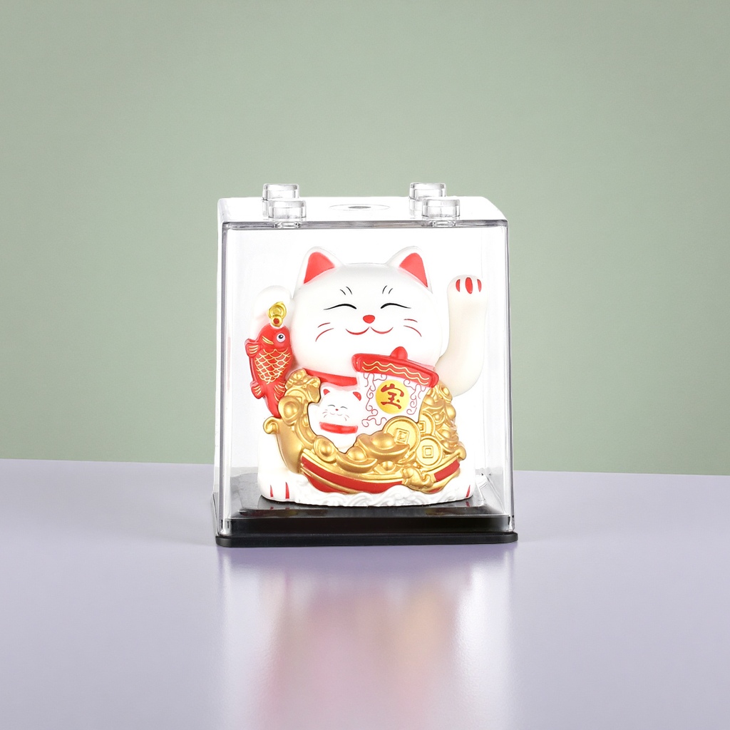 A copper maneki Neko figurine for office desks, a feng shui mascot for attracting wealth and good fortune