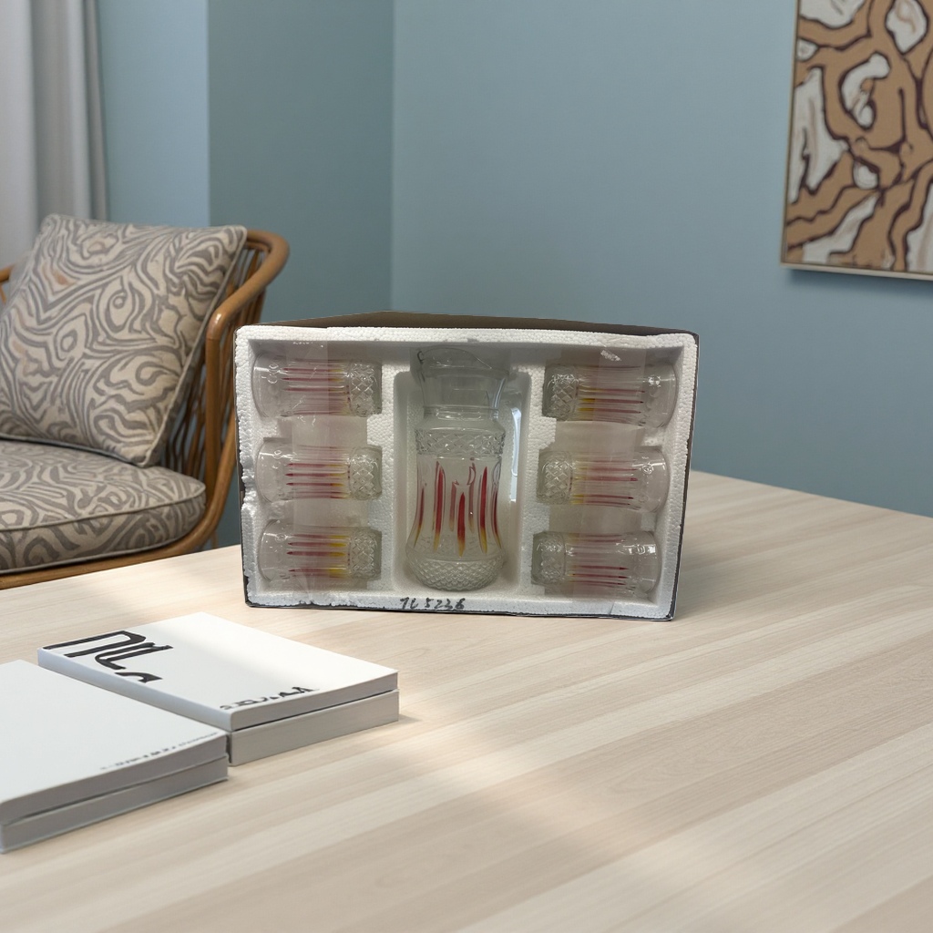 The glass cup set is a combination of high borosilicate heat-resistant tea cups for home use in a simple style