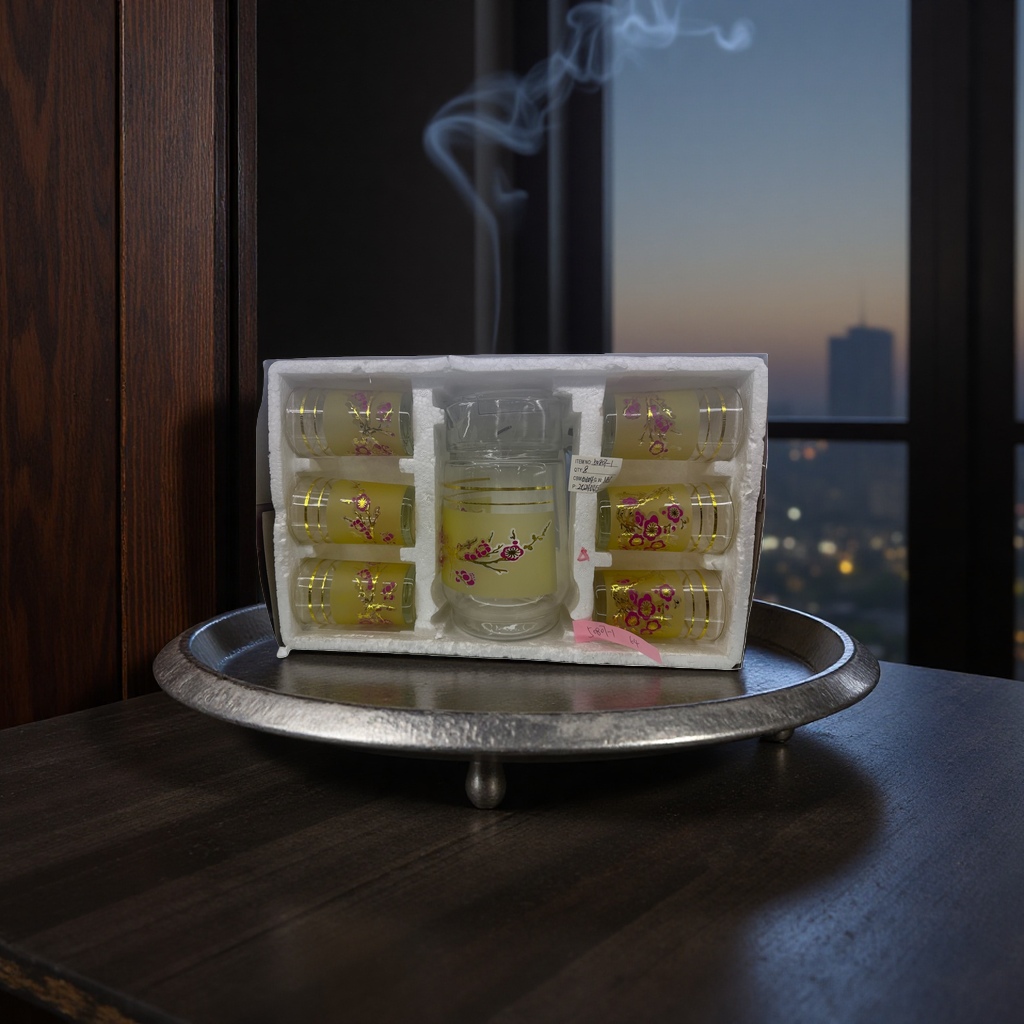A Nordic-style glass cup set of 6 pieces, featuring high borosilicate heat-resistant transparent water cups for simple home use