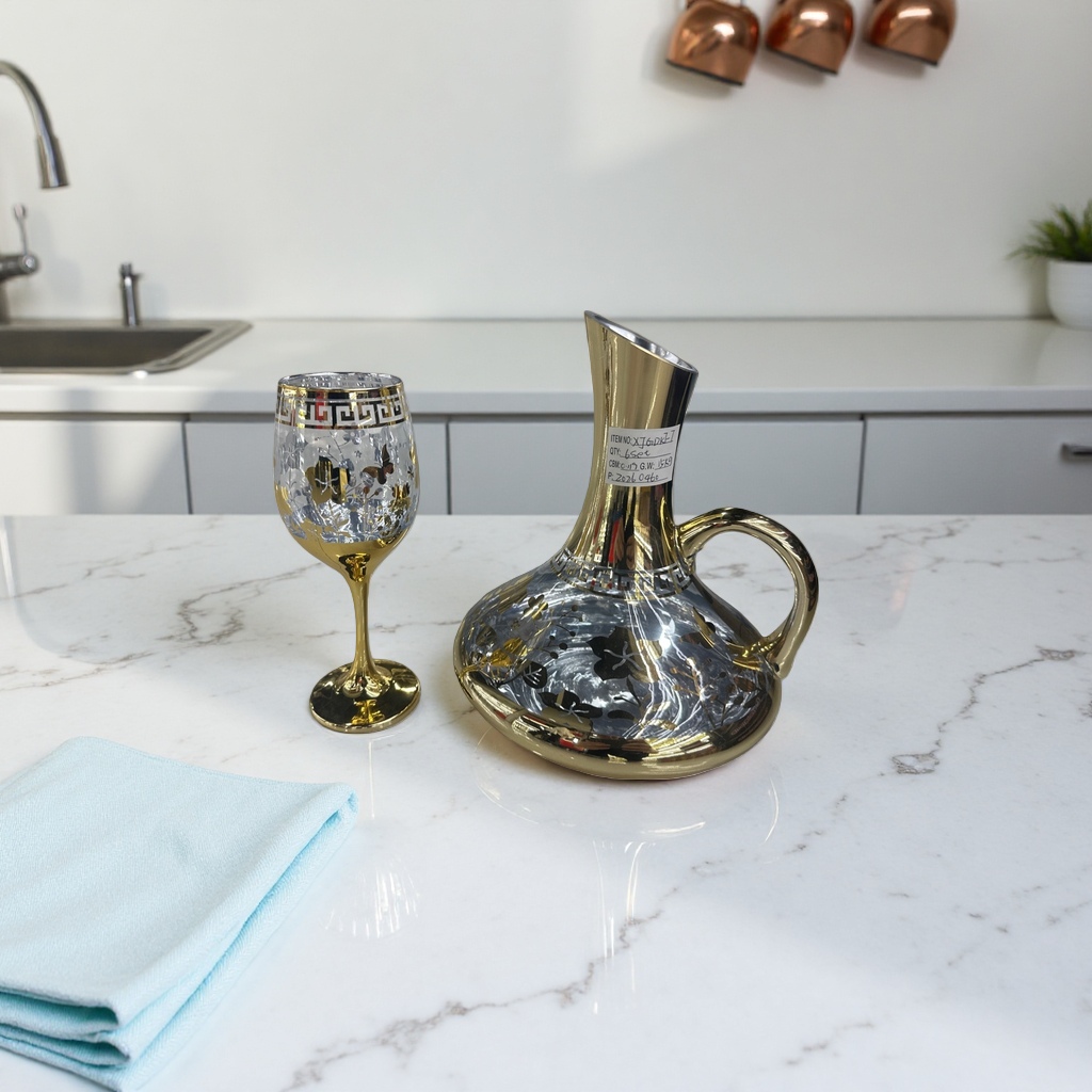 Decorative wine set, wine glass with wine pot, home decor gift box Specification image