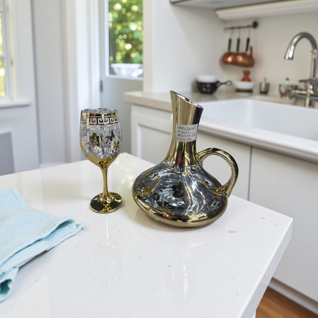 Decorative wine set, wine glass with wine pot, home decor gift box Application Scenario