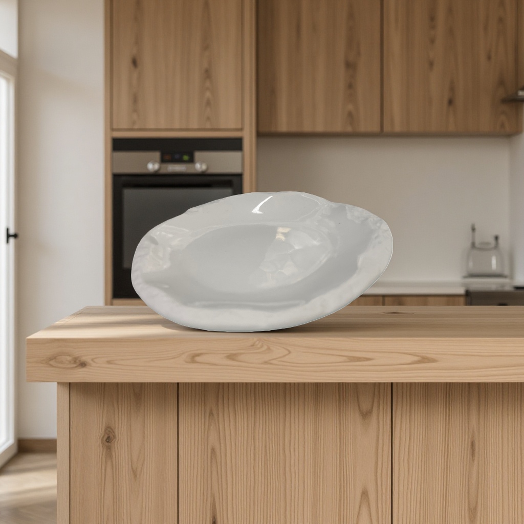 白色陶瓷盘子 圆形家用餐盘 高温烧制釉面光滑