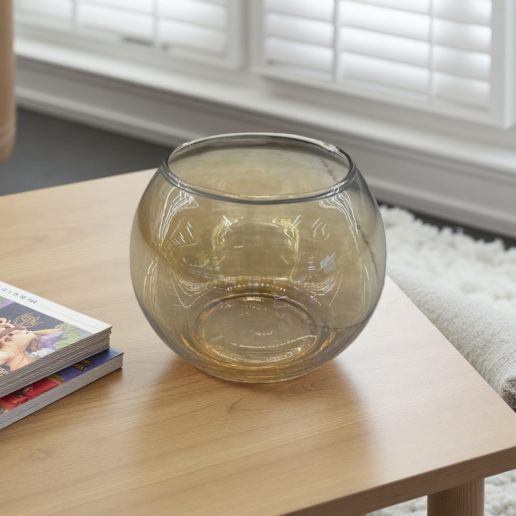 Amber glass vase, a Nordic-style living room decorative item, highly transparent and hand-blown details Picture