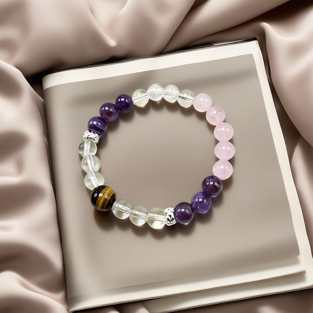 A light luxury amethyst bracelet with a single ring for women, paired with white glass, is a unique and versatile accessory Specification image