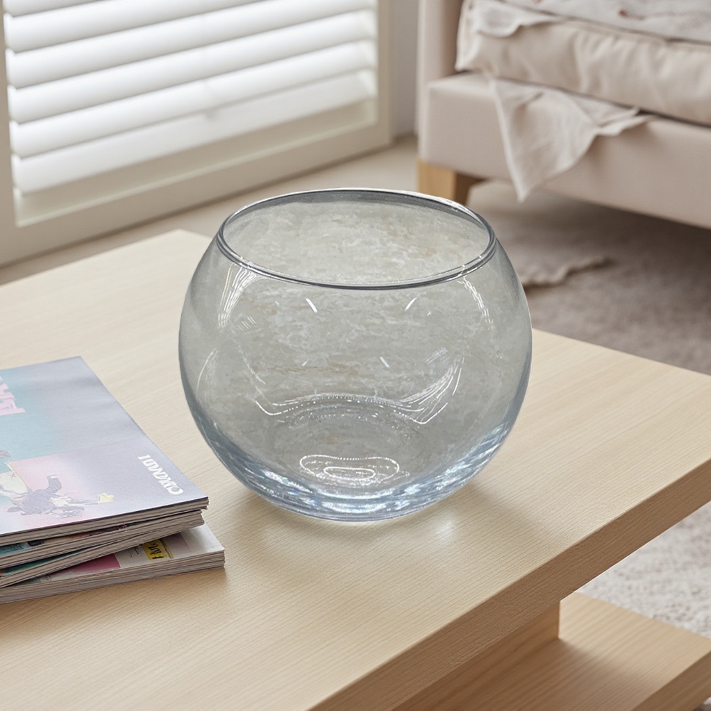 Transparent glass fish tank, a small circular ornamental aquarium for home use, a silent filtering fish container details Picture
