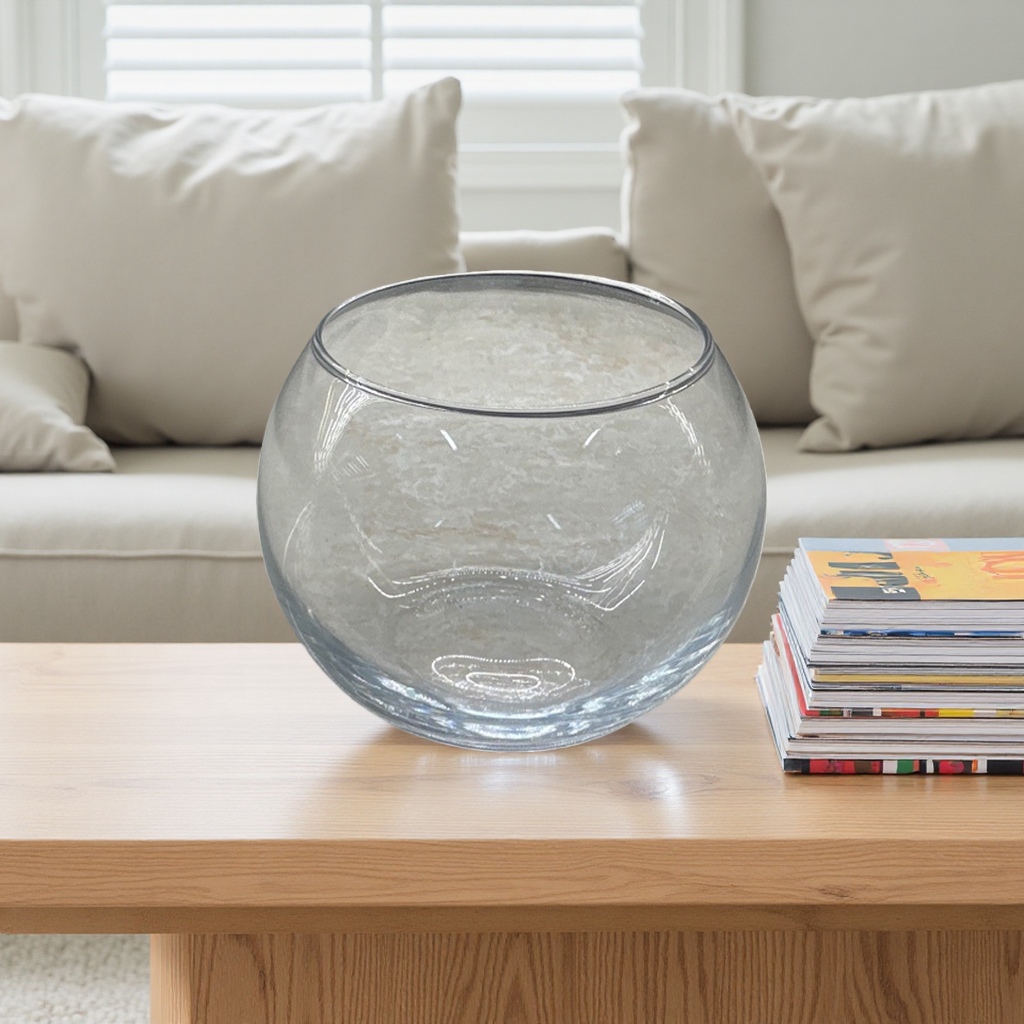 Transparent glass fish tank, a small circular ornamental aquarium for home use, a silent filtering fish container Application Scenario
