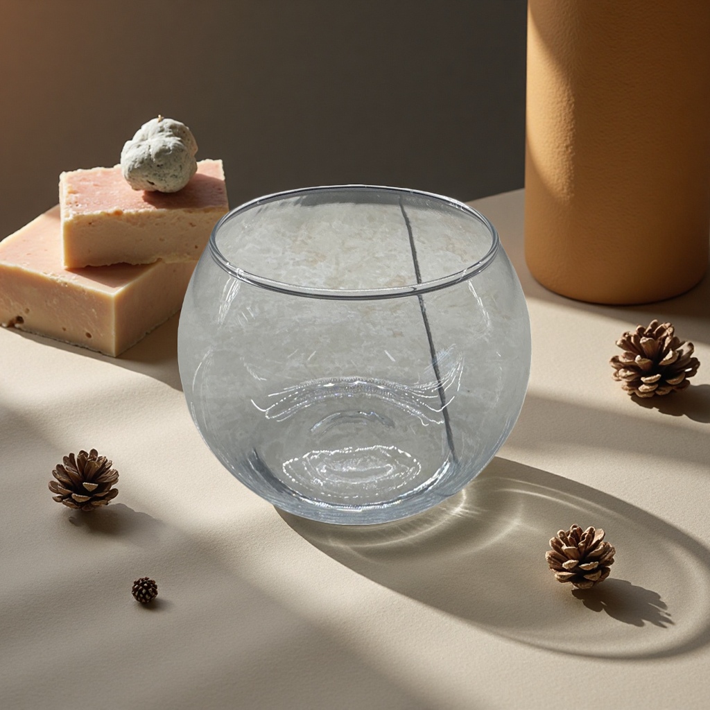 Transparent glass container fish tank, household circular hydroponic fish ornamental vessel