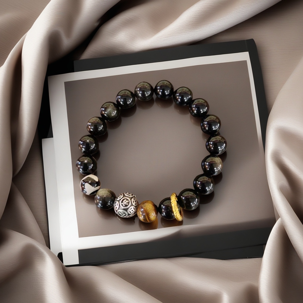 10mm natural silver obsidian bracelet, suitable for daily wear by both men and women details Picture