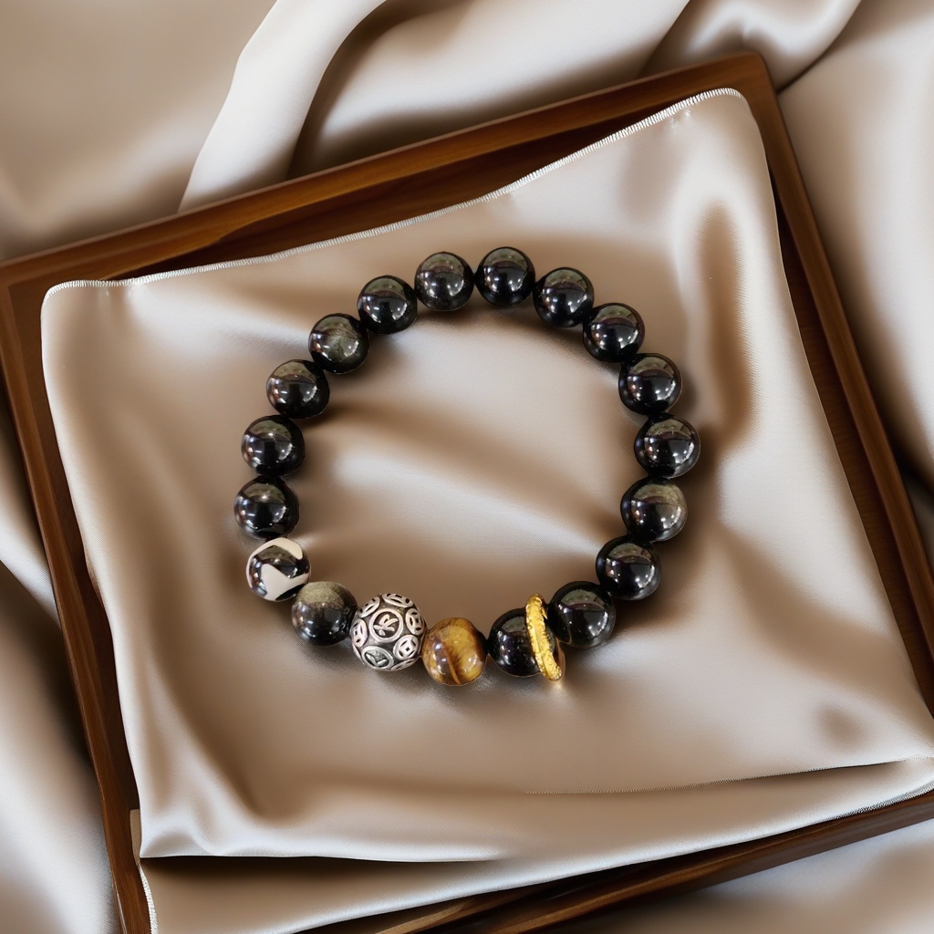 10mm natural silver obsidian bracelet, suitable for daily wear by both men and women Application Scenario