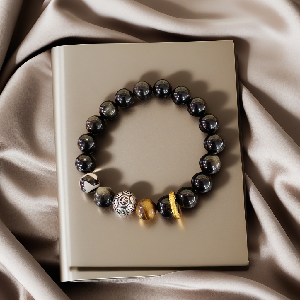 10mm natural silver obsidian bracelet, suitable for daily wear by both men and women