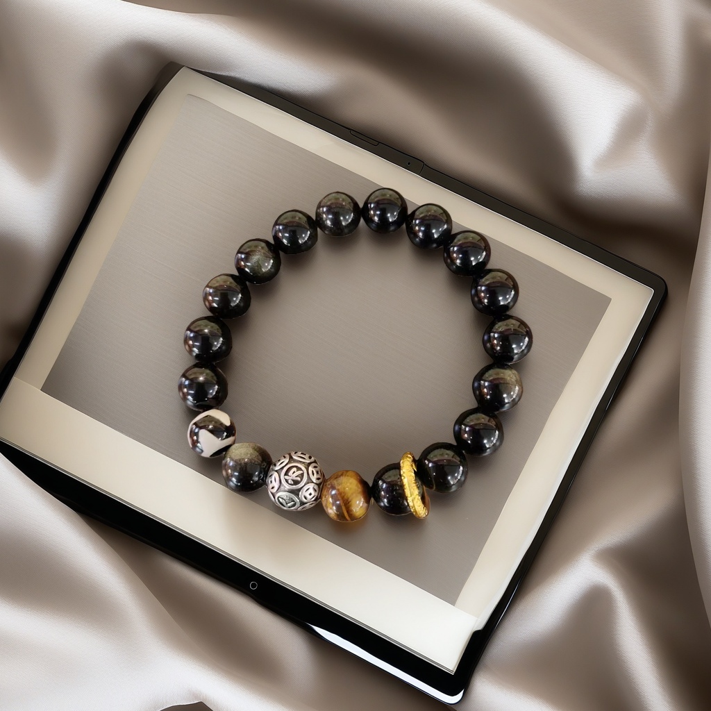 10mm natural silver obsidian bracelet, suitable for daily wear by both men and women Specification image