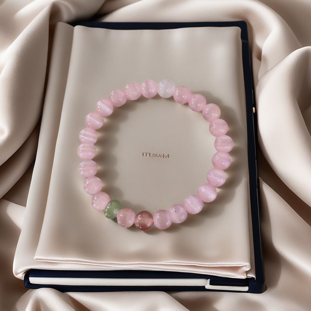 Pink cat's eye bead bracelet, a lady's round bead, exudes a light luxury and elegant daily outfit Application Scenario