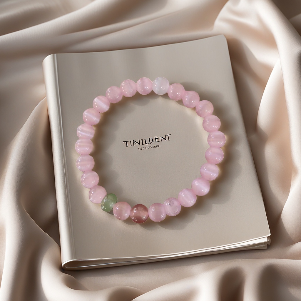 Pink cat's eye bead bracelet, a lady's round bead, exudes a light luxury and elegant daily outfit Specification image