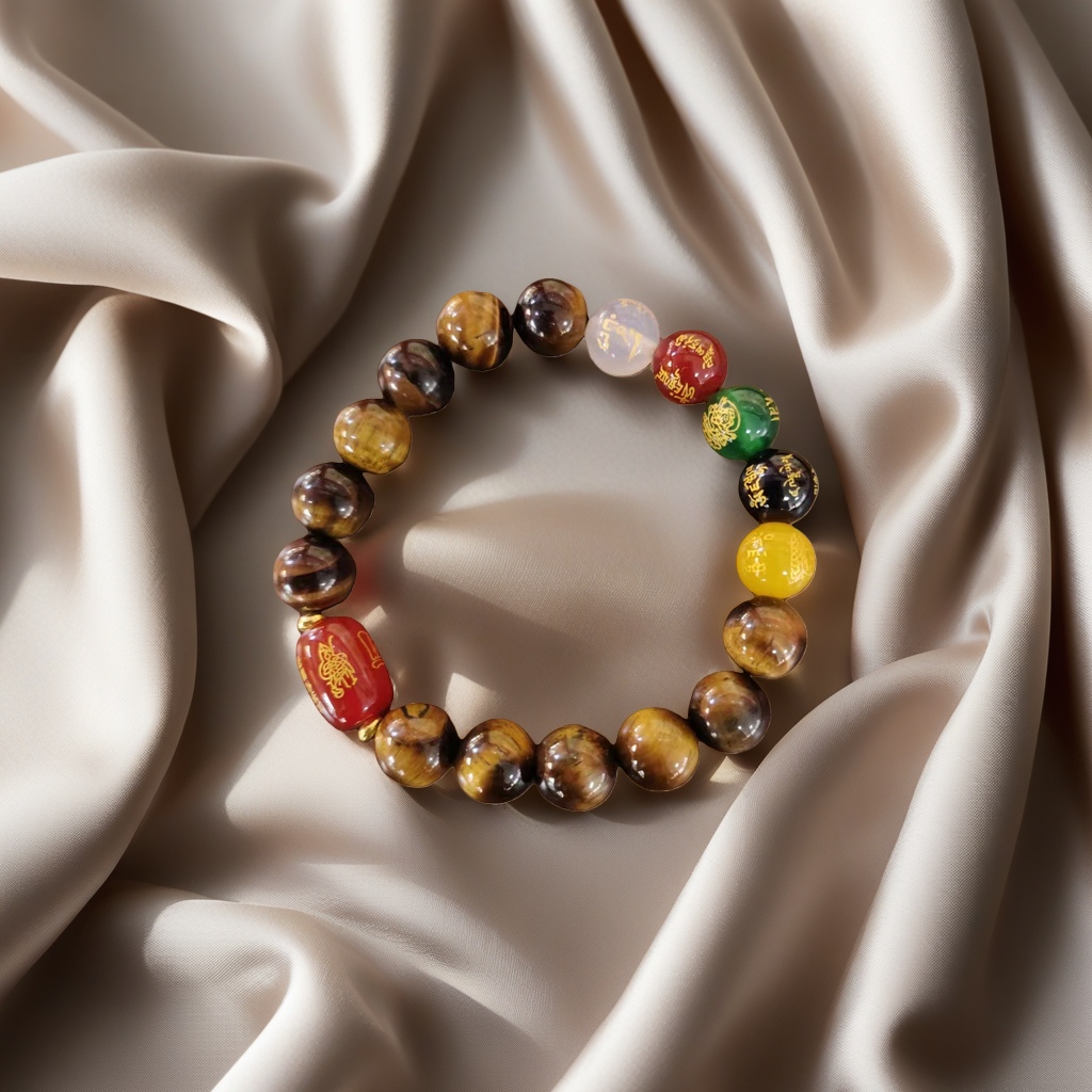 Wholesale natural yellow tiger's eye stone five-way Wealth bracelet Spirit for men and women couple style bracelets Application Scenario