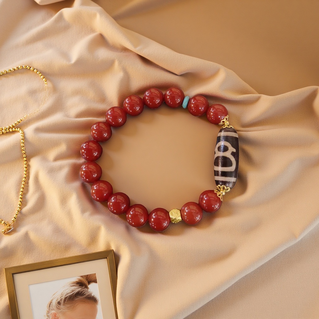 Wholesale of original red agate and sky pearl bracelets for women's cultural and recreational items Specification image