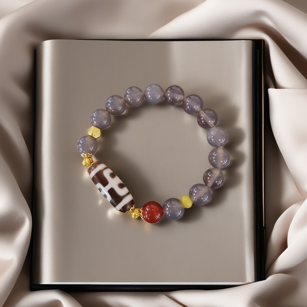 10mm smoke purple grey agate bracelet with large round beads, a new best-selling men's bracelet accessory for travel souvenirs Application Scenario