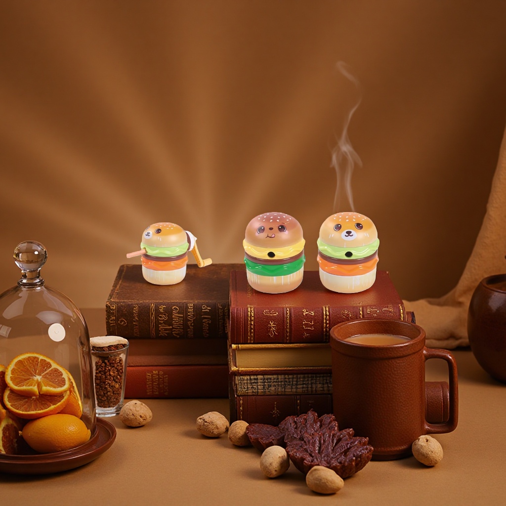 A creative pen holder storage box in the shape of a hamburger, a student office desktop stationery organizer details Picture