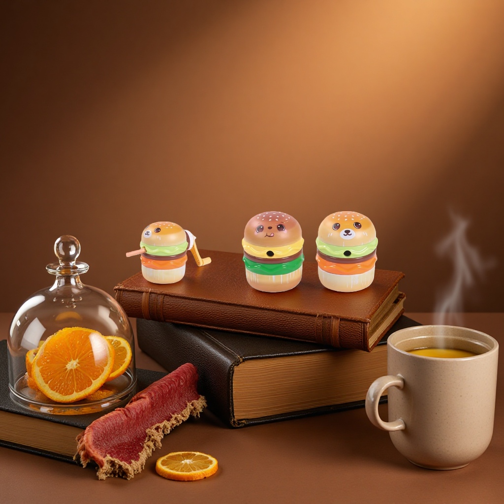 A creative pen holder storage box in the shape of a hamburger, a student office desktop stationery organizer Specification image