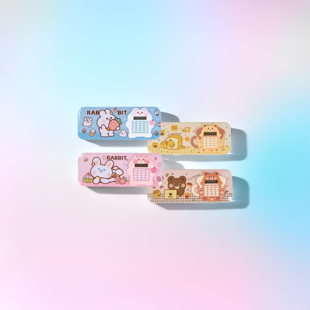 A portable electronic calculator in the shape of cartoon rabbits and little bears for students details Picture