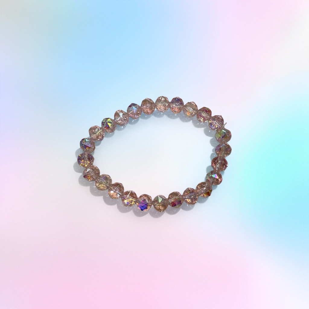 Pink crystal bead bracelet for women is a simple, fashionable and versatile accessory details Picture