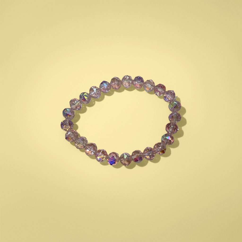Pink crystal bead bracelet for women is a simple, fashionable and versatile accessory Specification image