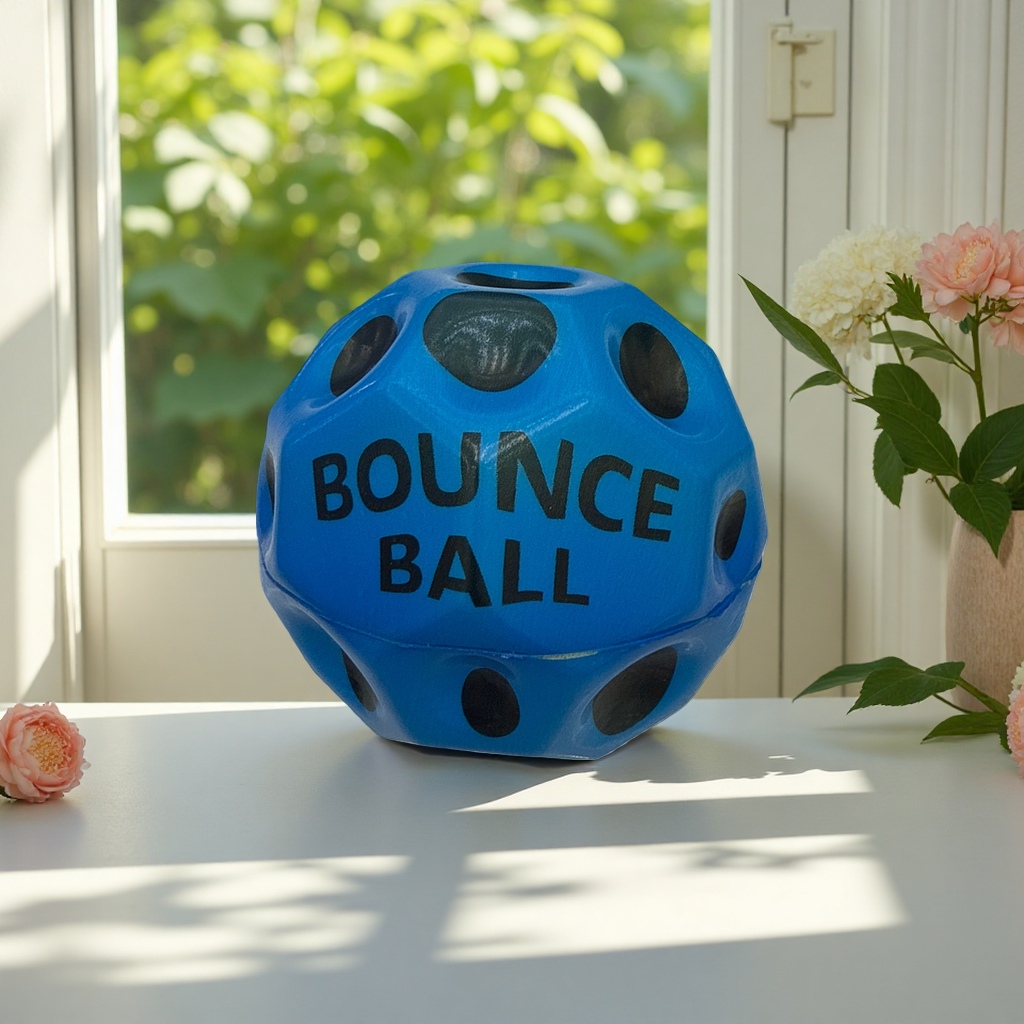 Blue perforated BOUNCE BALL, a children's educational and fitness toy details Picture