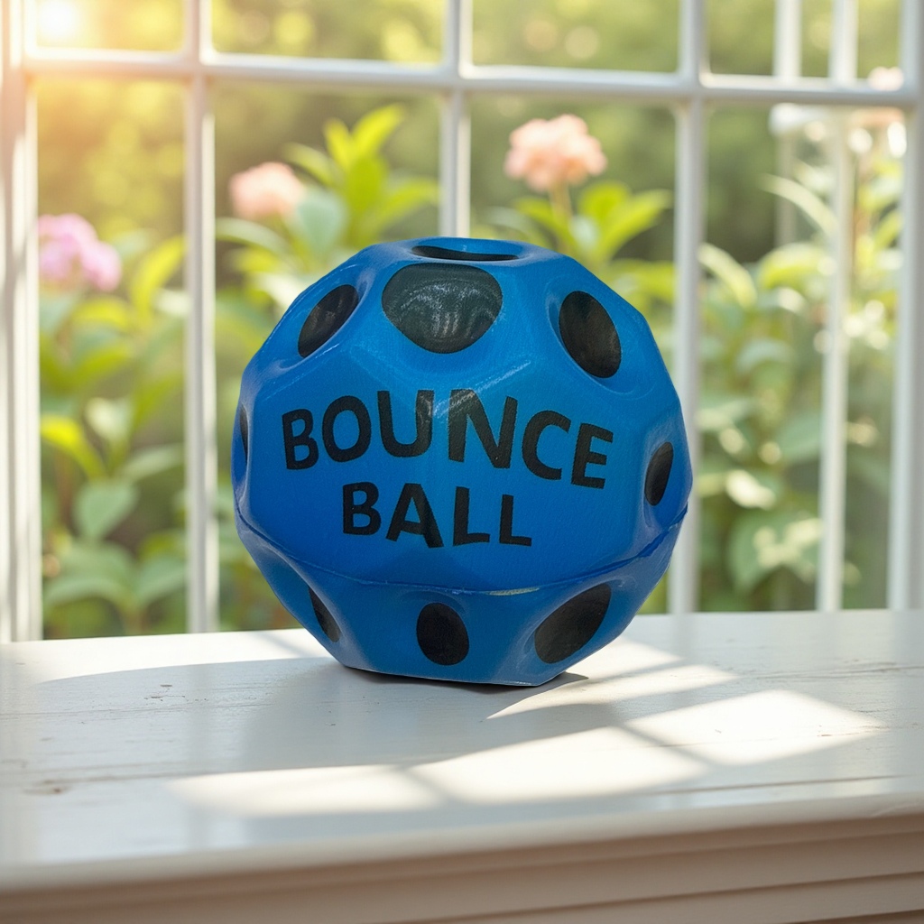 Blue perforated BOUNCE BALL, a children's educational and fitness toy Application Scenario