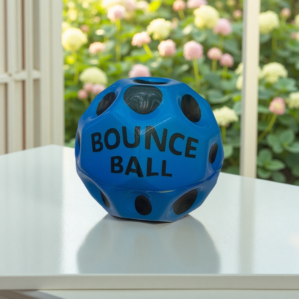 Blue perforated BOUNCE BALL, a children's educational and fitness toy Specification image