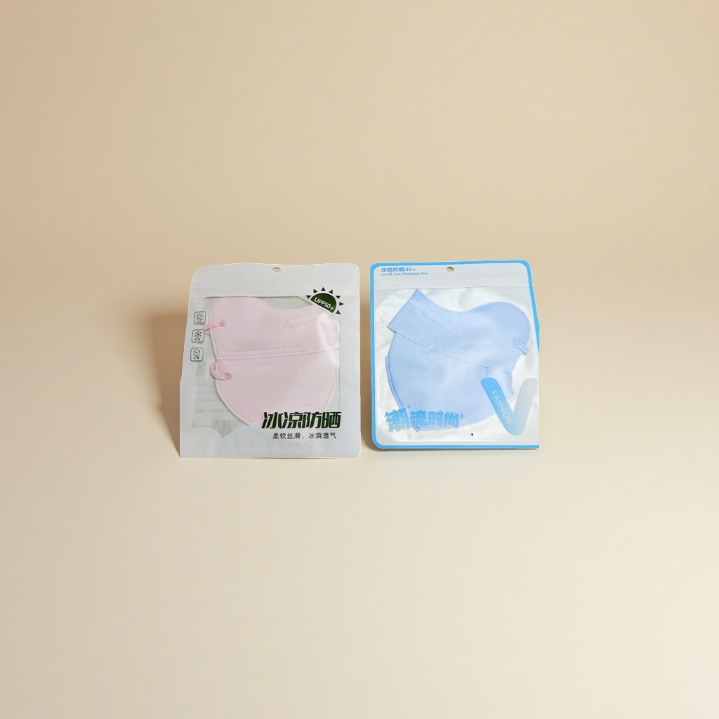 The Ice Silk sun protection mask is available in pink and blue. It is breathable, lightweight and has an UPF of 50+ UV protection Specification image