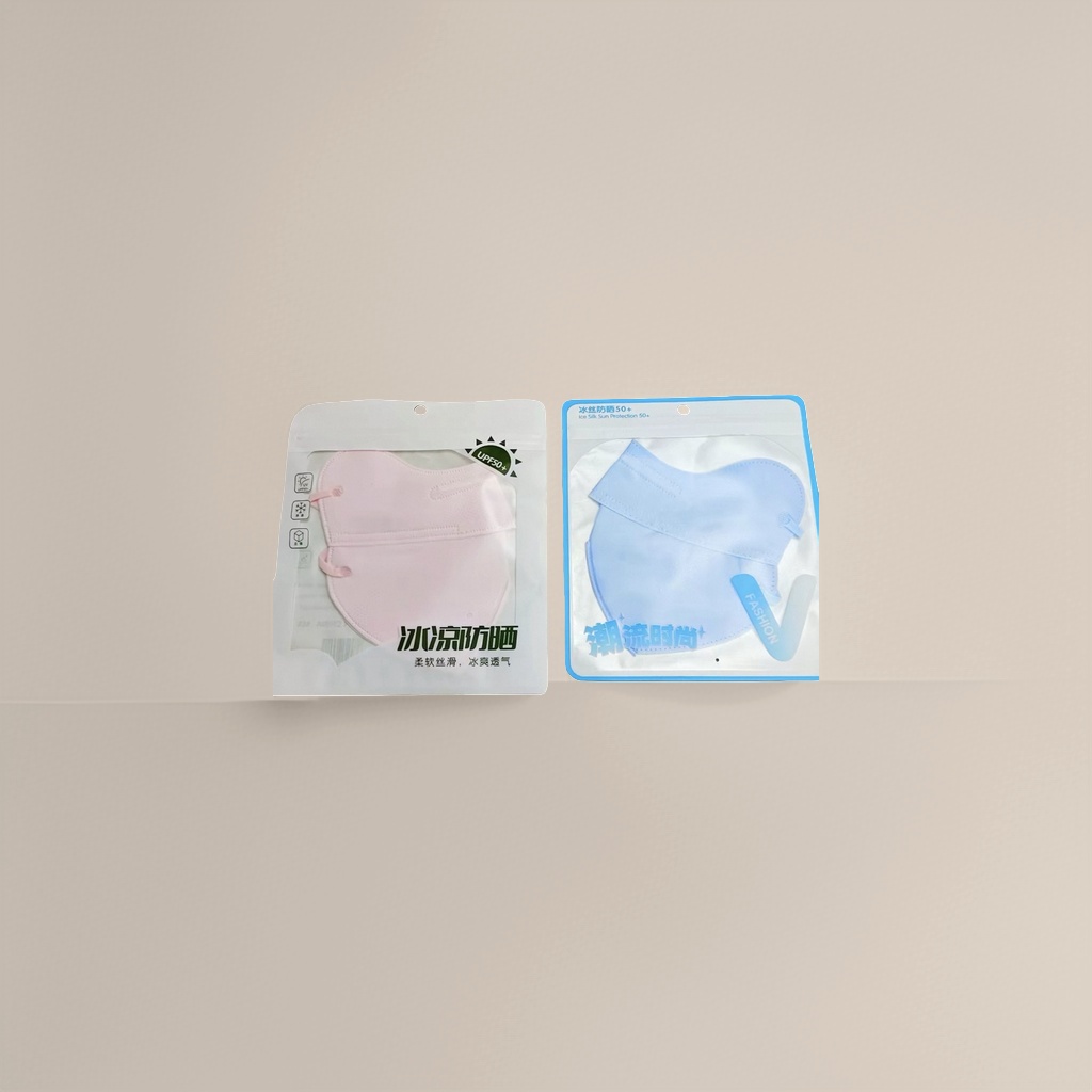 The Ice Silk sun protection mask is available in pink and blue. It is breathable, lightweight and has an UPF of 50+ UV protection Application Scenario