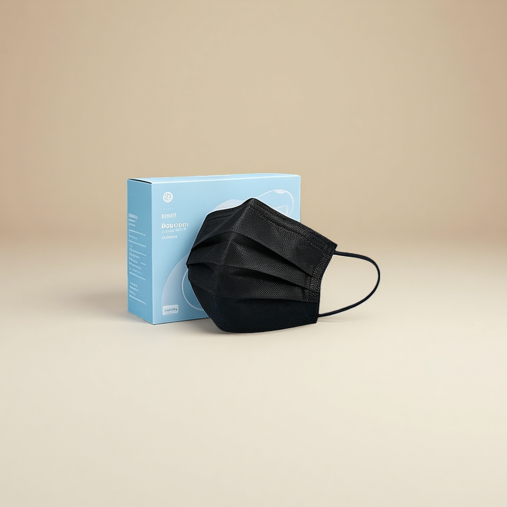 Black mask, three-layer protection, breathable and comfortable, daily medical surgical mask Specification image