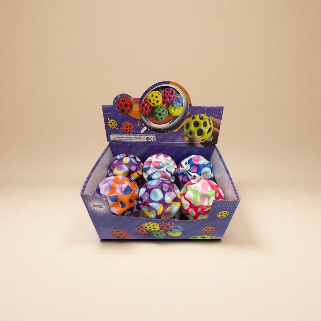 Colorful patterned spherical toys, children's educational grasping elastic soft rubber balls