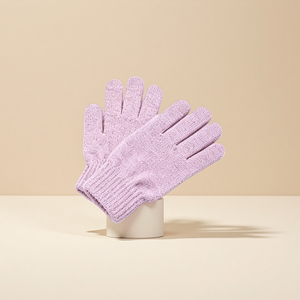 Pink knitted gloves, warm and anti-slip, fingertip touch screen, autumn and winter style gloves Specification image