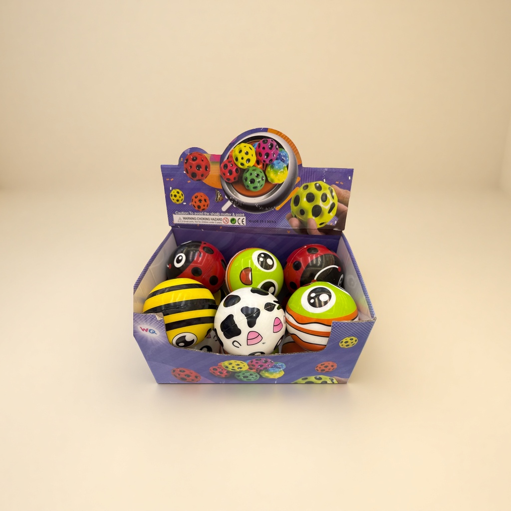 The colorful animal pattern bouncy ball is a children's educational toy that is soft, anti-slip and has good resilience Specification image