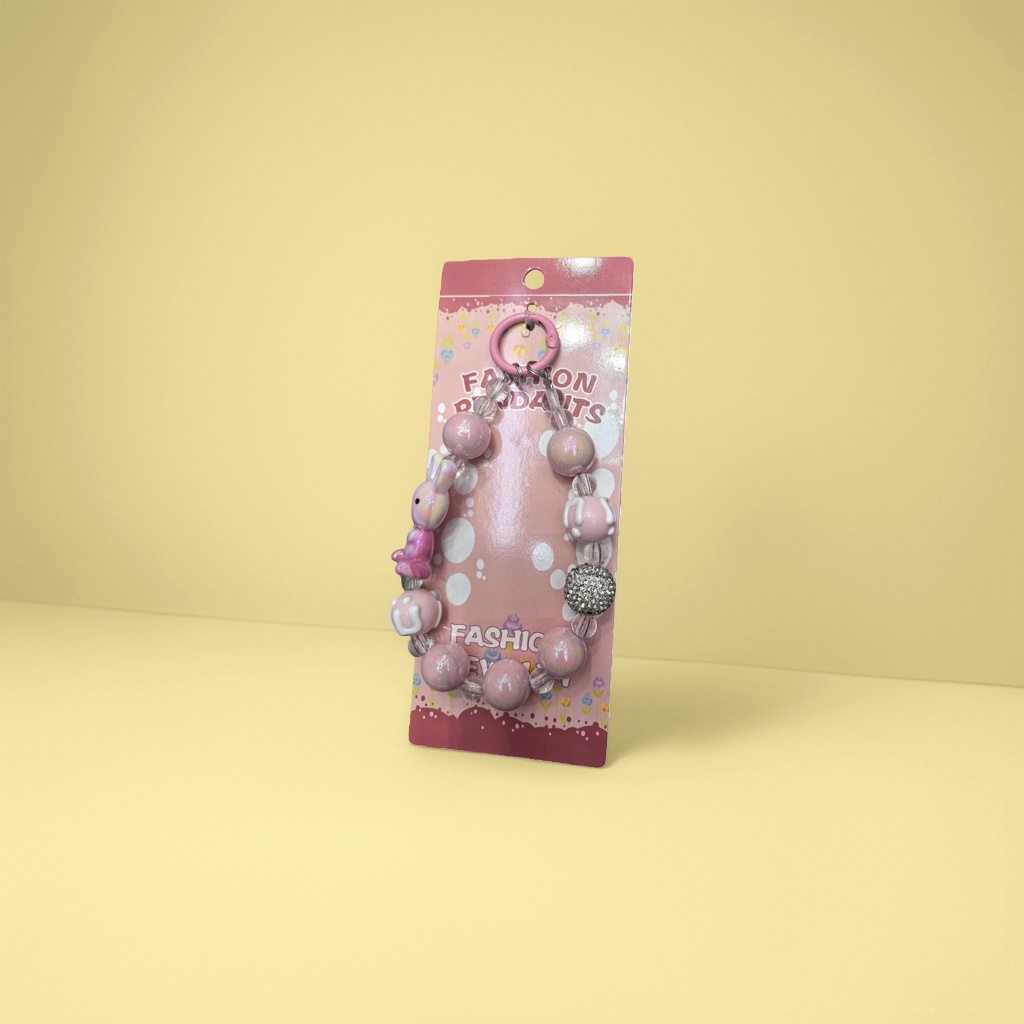 粉色珠子手机链时尚轻奢风