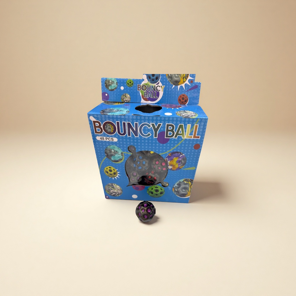 The colorful bouncy ball set includes a bouncy ball packaging box with multiple colors to choose from. It is a high-elasticity, shock-resistant children's educational toy