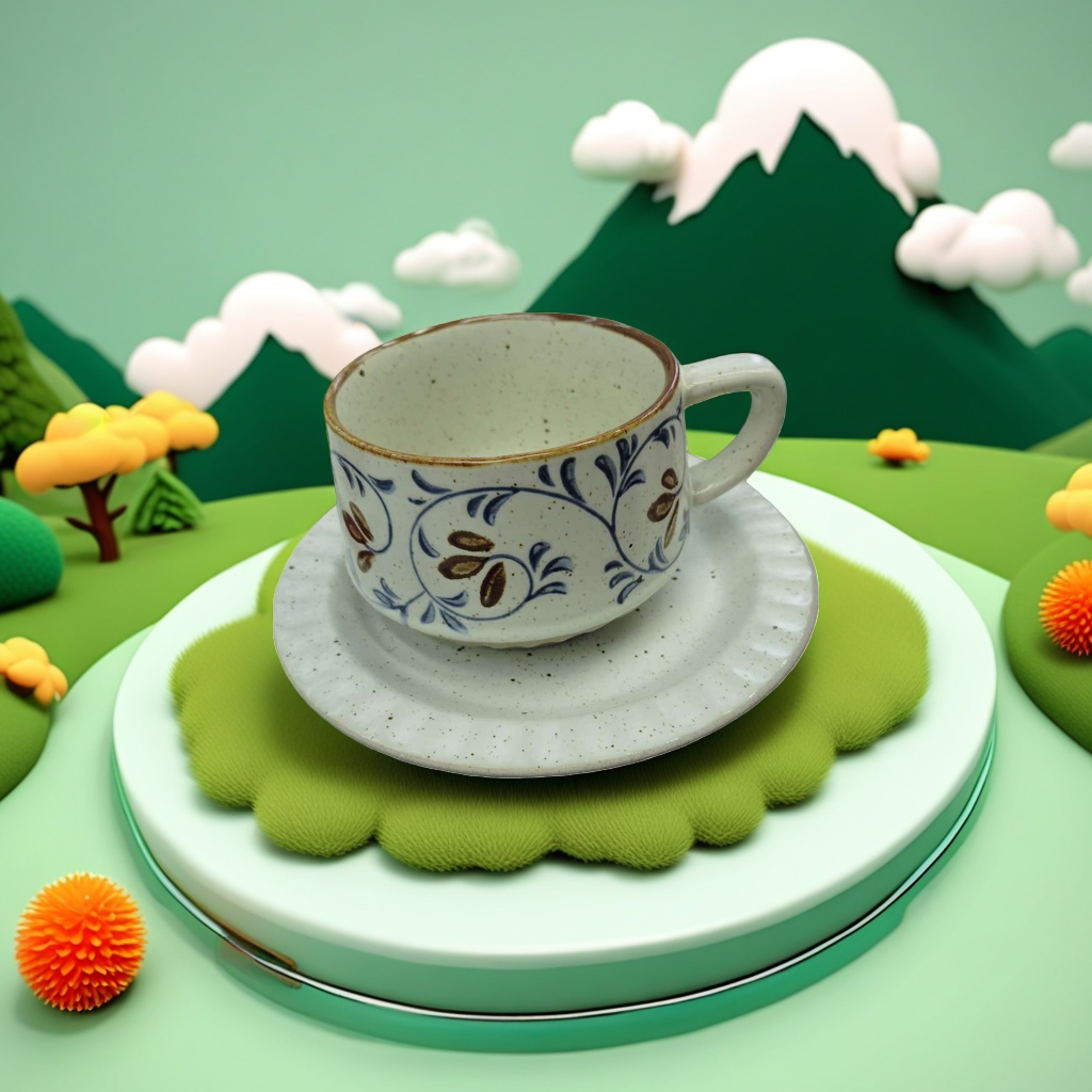 Ceramic cup underglaze color craft mug, household and office water cup 350ml Specification image