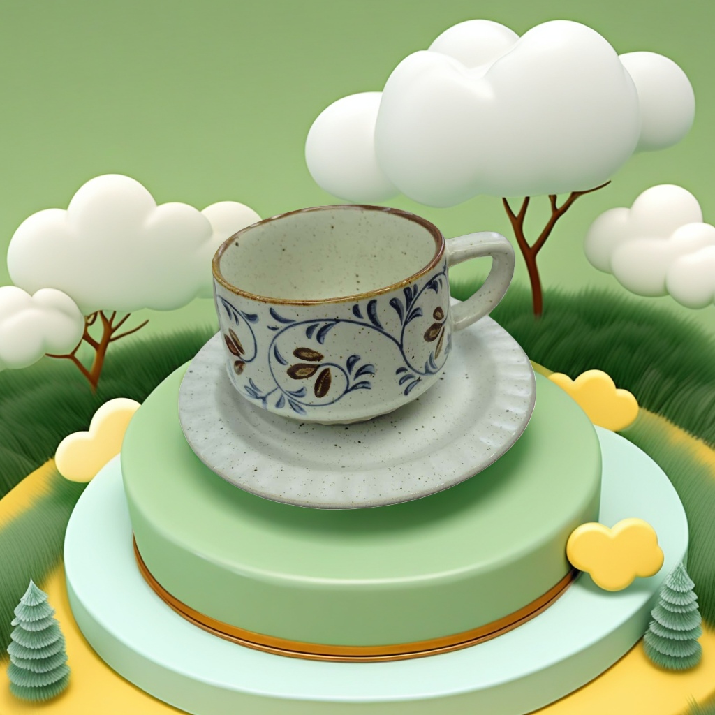 Ceramic cup underglaze color craft mug, household and office water cup 350ml details Picture