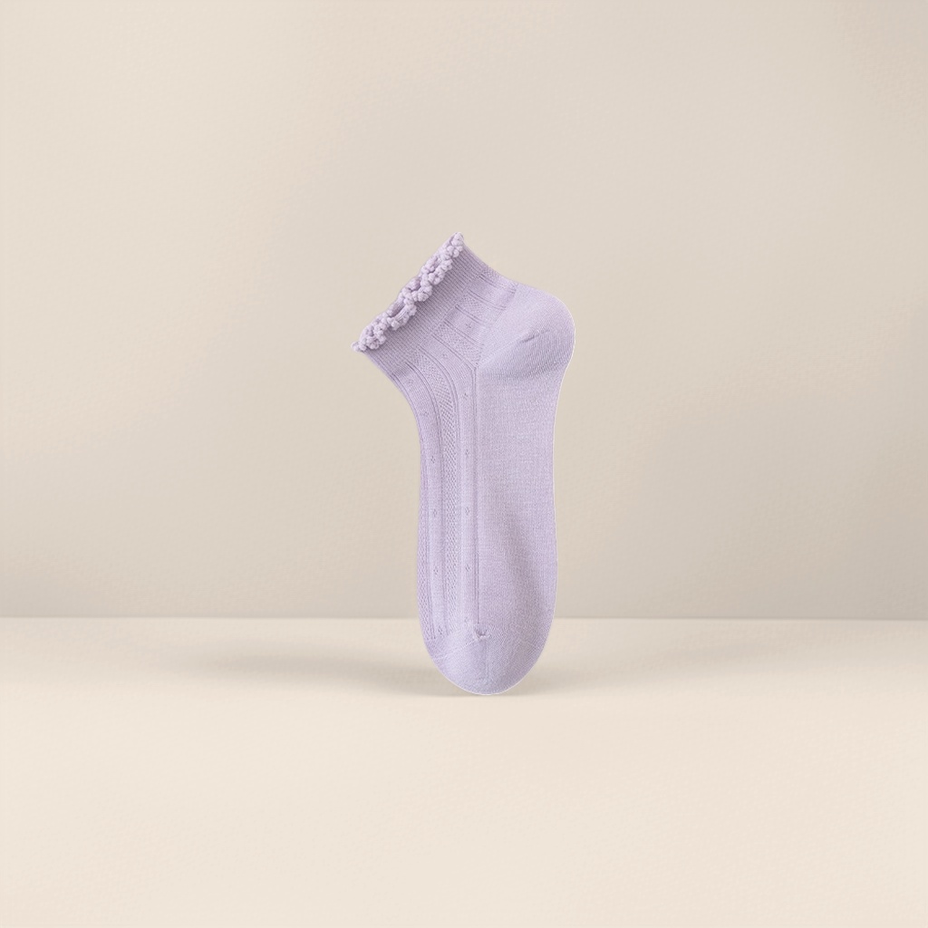 紫色纯棉中筒袜 透气吸汗舒适百搭男女同款