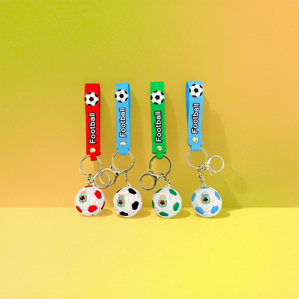 Football-themed keychain, metallic texture mini spherical pendant, fashionable sporty style portable accessory Application Scenario