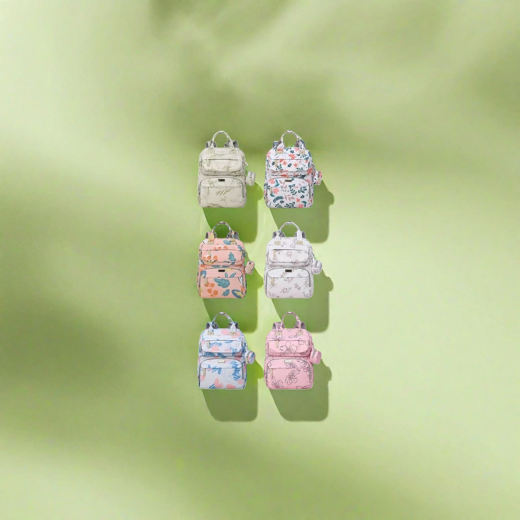 A lightweight and fashionable backpack with multi-color printed designs details Picture