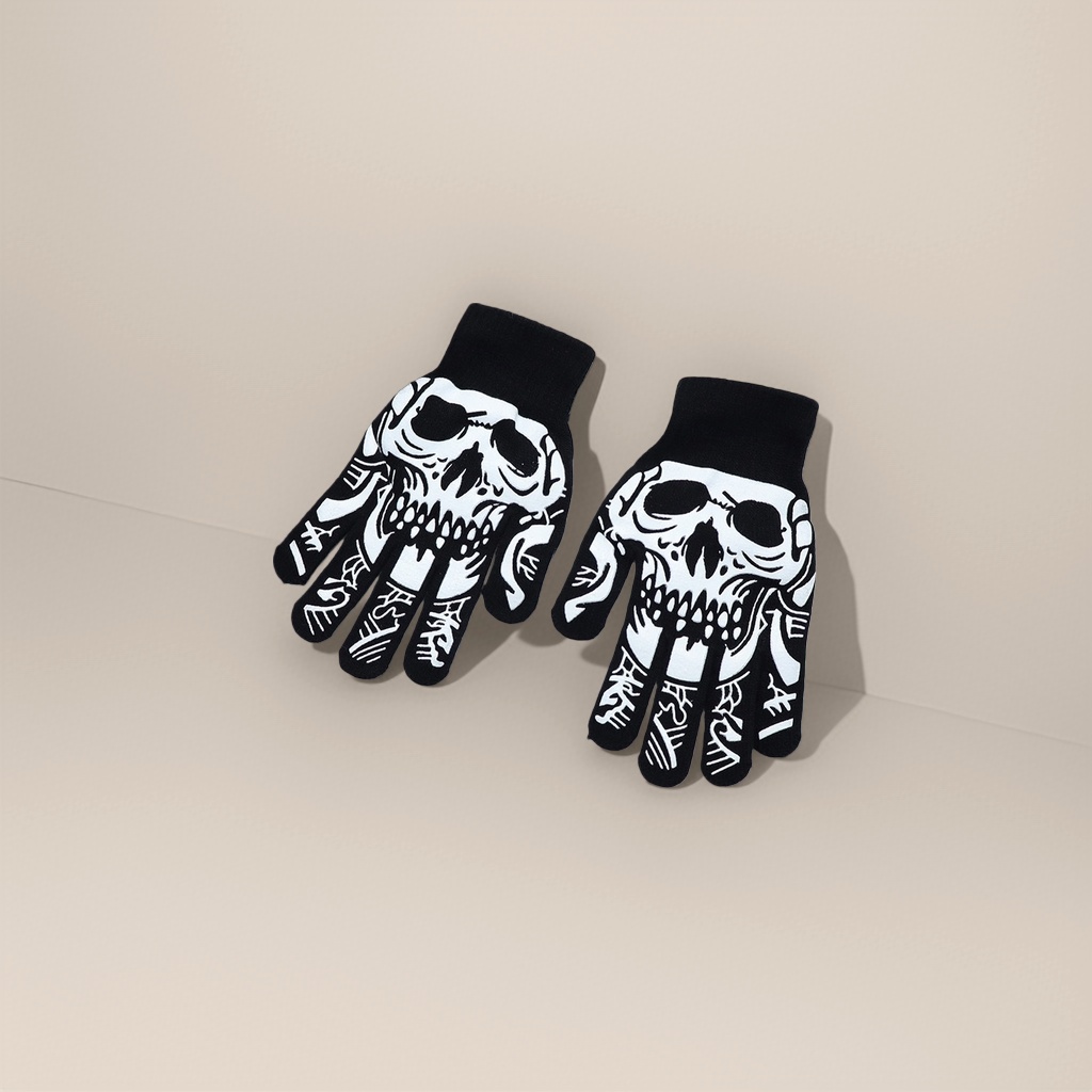 Skuller-patterned cool and trendy gloves for both men and women, breathable and anti-slip cycling warm gloves 171420368 Specification image