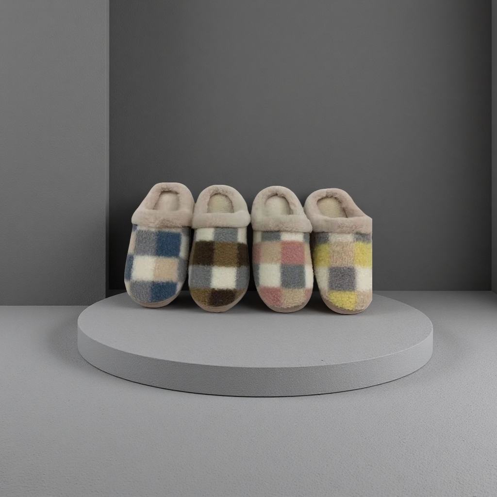 Checked pattern home cotton slippers for both men and women, comfortable and anti-slip indoor slippers Application Scenario